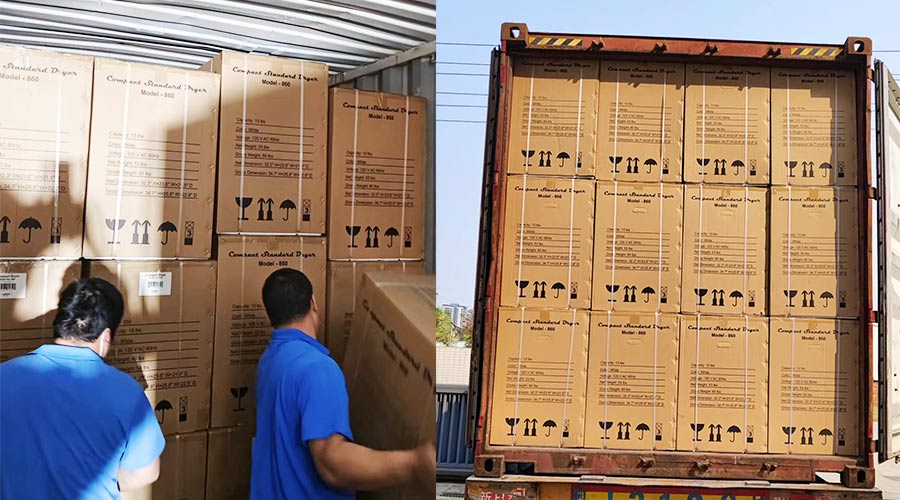 客戶Equator滾筒衣服烘干機(jī)快速裝柜完畢  蓄勢待發(fā)！